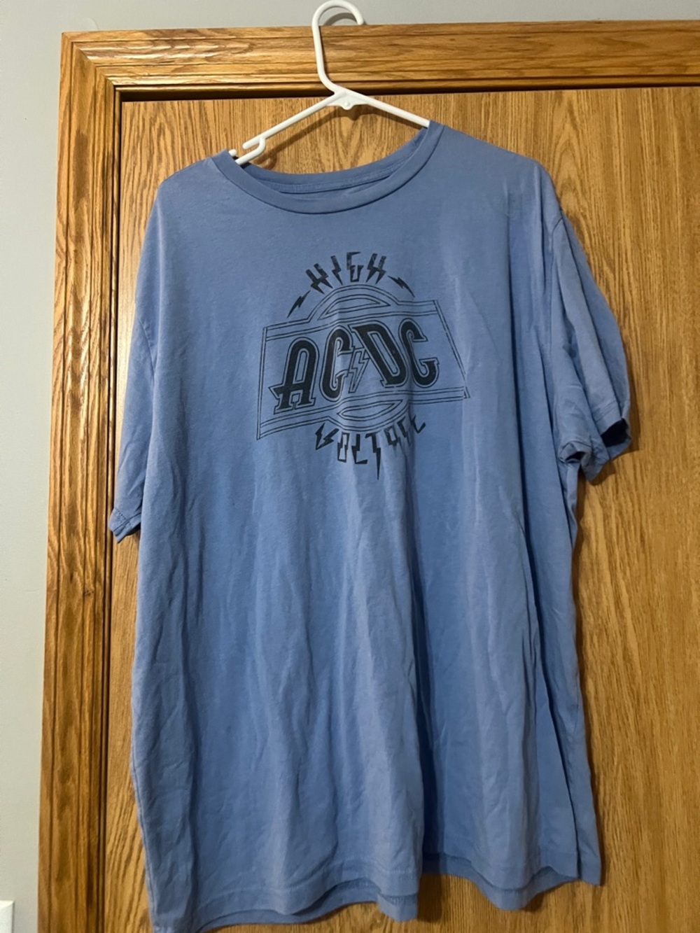 AC/DC Light Blue Short Sleeve Band Tee with Front Logo